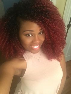 Red Crochet Braids Freetress water wave tt530 6 packs to create extreme fullness. Red Crochet Braids, Vegas Hair, Crochet Hairstyles, Wave Crochet, Natural Straight Hair, Crochet Styles, Curly Crochet Hair Styles