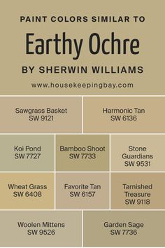 Colors Similar to Earthy Ochre SW 9532 by Sherwin Williams Spanish Cottage, Space Drawing, Trim Colors, Neutral Paint Colors, Sherwin Williams Paint Colors, Neutral Paint, Rustic Colors, Wheat Grass, Kitchen Projects