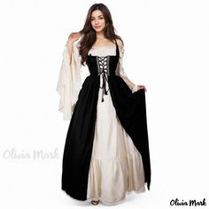 Olivia Mark - Halloween Renaissance Role-Playing Costume Long Dress Ren Faire Dress, Fest Outfits, Vintage Party Dresses, Old Fashion Dresses, Flare Long Sleeve, Medieval Dress, Dress Halloween Costume, Fantasy Dress, Halloween Dress