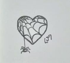 a drawing of a spider web in the shape of a heart