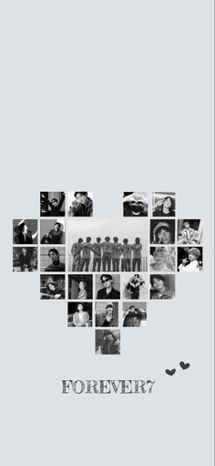 the poster for forever is shown with many different pictures and words in black and white