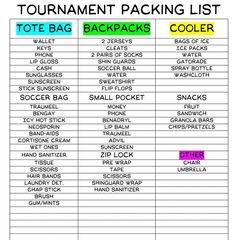 the back to school packing list is shown in green and purple, with text on it