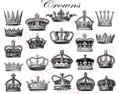 an old fashioned drawing of crown crowns