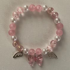 Bracelets Cute Aesthetic, Bracelets Made By Hand, Aesthetic Pink Bracelet, Bracelet Beads Ideas Handmade Jewelry, Cute Beads Ideas, Custom Bracelet Ideas, Cute Diy Bracelets Beads, Pretty Bracelets Diy, Gyaru Bracelet