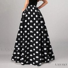 Lasaky - Vintage Polka Dot A-Line Midi Skirt Pattern Play Fashion, Skirt With Shirt, Polka Dot Maxi Skirt, Polka Dots Skirt, Flare Maxi Skirt, Corduroy Overall Dress, Look Retro, Polka Dot Fabric, Elegant Skirt