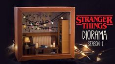 an image of a dollhouse with lights in the background and text that reads strange things