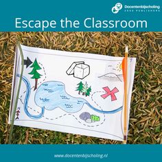 a paper with an image of a camp site on it and the words escape the classroom