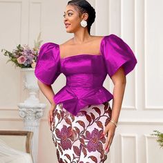 Trendy Skirt And Blouse Styles, Brocade Skirt And Blouse, Lace Skirt And Blouse Styles, Nigerian Traditional Dresses, Lace Skirt And Blouse, Short Ankara Dresses, Purple Lantern, Ankara Skirt And Blouse