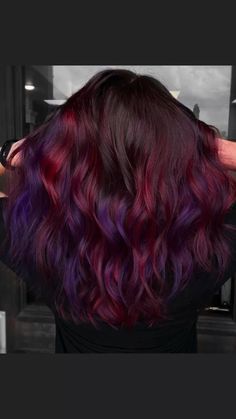 Red And Purple Hair, Purple Red Hair Color, Cosmo Hair, Red Violet Hair, Wine Hair Color