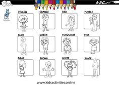 an activity sheet for kids to learn how to draw cartoon characters with colored pencils