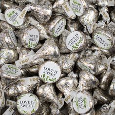 chocolate candies with love is sweet stickers on them