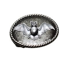 "A high quality antique silver buckle has been set with a detailed oxidized silver bat stamping. The buckle measures 2 1/4\" x 3 1/4\" and can be used with a snap belt up to 1 1/2\" wide. Your buckle with come in a nice velvet pouch. Measures: 2 1/4\" x 3 1/4\"" Bat Belt Buckle, Adjustable Silver Belt With Antique Buckle, Western Silver Belt With Antique Buckle, Silver Adjustable Belt With Antique Buckle, Steampunk Belt, Antique Silver Belt Buckles Collectible, Victorian Angels, Vintage Goth, Sunflower Pendant