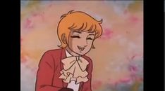 an animated image of a woman with blonde hair wearing a red jacket and bow tie