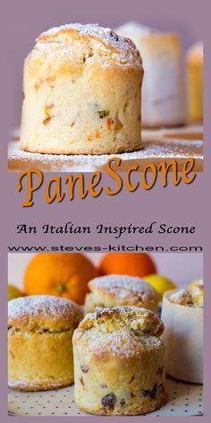 an italian inspired scone with oranges in the background and text that reads panes gone