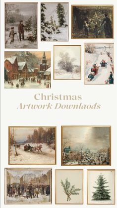 christmas artwork is shown in the middle of this page, with many pictures on it