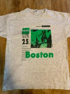 You are bidding on a Vintage 1990 Boston Freedom Trail Classic Marathon Shirt. Size Large. Please check the condition section and feel free to reach out me with any questions or offers. Cheers! Length 24" Chest 20" Marathon Shirt Design, Boston Freedom Trail, Marathon Tee, Freedom Trail Boston, Vintage Shirt Design, Marathon Shirts, Sport Shirt Design, Freedom Trail, Science Tshirts