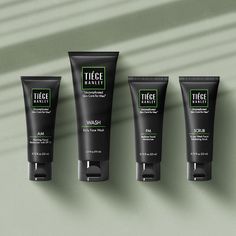 The Essential Skin Care Routine for Men: Tiege Hanley's Level 1 Skin Care System. 4 products: Face wash, morning moisturizer, nighttime moisturizer and exfoliating scrub. #tiegehanley #tiege #skincare #facecare #clearskin #skincareformen #mensskincare #grooming #mensgrooming #skincareaddict #level1system #uncomplicated #routine #simple Skin Care Routine For Men, Skin Care System, Exfoliating Scrub