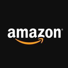 an amazon logo on a black background