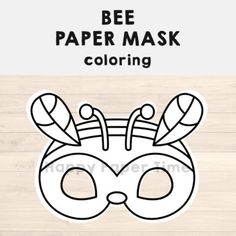 the bee paper mask is shown on a wooden background with text that reads,'bee paper mask coloring '