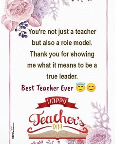 a teacher's day card with flowers on it