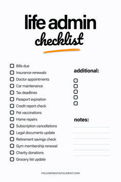 the printable 5s adult checklist is shown in black and white with an orange marker