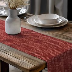 Cinnamon Brick-Red Table Runners Placemats Modern Print Abstract Table, Modern Table Runners, Red Table, Table Runner And Placemats, Modern Print, Steam Iron, Retro Mid Century, Linen Table Runner, Brick Red