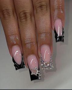 Silver Acrylic Nails, Silver Nail Designs, Cute Acrylic Nail Designs, Dope Nail Designs