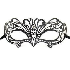 Metal Mask, Laser Cut Metal, Half Face, Masks Masquerade, Black Mask, Face Coverings, One Stop Shop, Mask Making, Clear Rhinestones