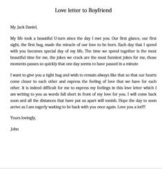 a letter to boyfriend from his mother