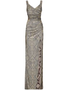 archive beige/multicolour snake print rhinestone embellishment gathered detailing draped design silver-tone logo plaque V-neck rear zip fastening thin shoulder straps sleeveless fitted waistline side slit floor-length straight hem Dress Png, Snake Dress, Maxi Dres, Embellished Maxi Dress, Wedding Guest Looks, Designer Drapes, Rhinestone Embellishments, City Dress, Summer Beach Wear