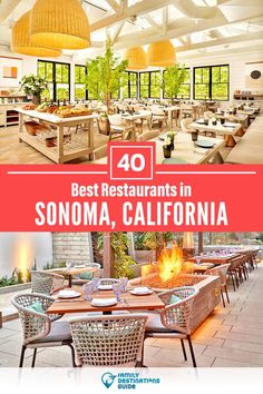 the best restaurants in sonoma, california with text overlay that reads 40 best restaurants in sonoma, california