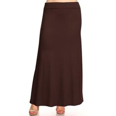 Women's Plus Size Elastic Band Foldable High Waist Relaxed Solid Long Maxi Skirt Made in USA, Made of soft stretch fabric, comfortable to wear,Stretchy Elasticated Waist, Long Maxi Length, Regular Fit, Bohemian Style Size Chart(Inches) / MSK00820XL => Length: 42/ Waist: 29 2XL => Length: 42.2/ Waist: 30 3XL => Length: 42.4/ Waist: 31 Size: XL.  Color: Brown.  Gender: female.  Age Group: adult. Moa Collection, Long Maxi Skirt, High Waisted Maxi Skirt, Casual Evening, Long Maxi Skirts, Work Wear Women, Long Maxi, Elastic Band, Timeless Fashion