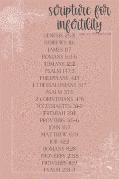 a pink and white poster with the words, scripture for inferitity on it