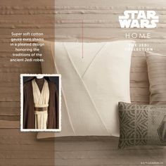 an advertisement for star wars home featuring a robe and pillow