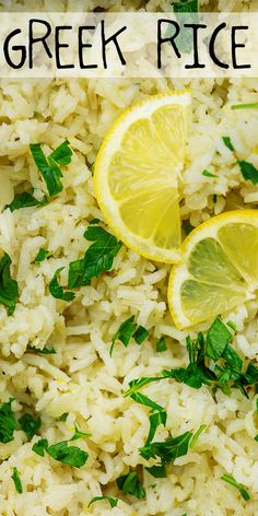 rice with lemons and parsley on the side