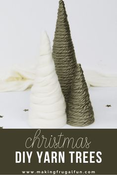 christmas diy yarn trees with text overlay