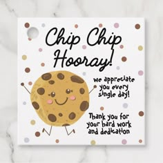 a thank card with a chocolate chip cookie on it