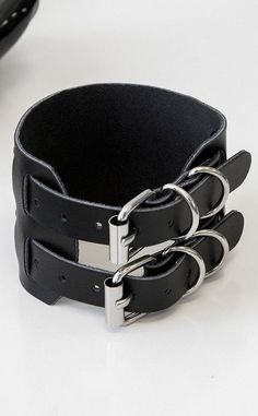 Wrist Cuffs, Silver Hardware, Buckle, Cuff, Square, Silver