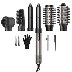 PRICES MAY VARY. 6 IN 1 HAIR STYLER SET - The versatile stylers attach to the styling wand & hair dryer and give you the power to explore styles for any hair type. Air styler includes 6 interchangeable styler props for drying, straightening, curling, and volumizing, The hair dryer brush blow dryer with 110,000 RPM high-speed brushless motor, and powerful airflow up to 23m/s can accelerate drying, shorten your styling time in half, minimize heat exposure, and enhance shine and toughness, saving y Hair Dryer Curler, Air Curler, Hair Dryer With Diffuser For Curly Hair, Round Brush Hair Dryer, Brush Blow Dryer, Revolve Hair Dryer Brush, Amika Blow Dryer Brush 2.0, Styling Wand, Dryer Brush