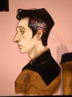 a painting of a man with a sci - fi helmet on top of his head