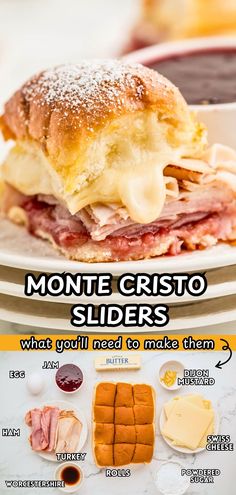 a poster with instructions on how to make a monte cristo slider