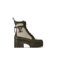 LOUIS VUITTON® - Laureate Platform Desert Boot - Green Lv Boots Outfit, Laureate Platform Desert Boot, Laureate Platform, Lv Boots, Louis Vuitton Gifts, Desert Boot, Trunk Bag, Classic Bags, Louis Vuitton Official