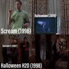 there are pictures of people in the living room and on television screen, from scream to scream