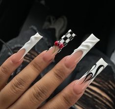 *PLEASE READ* If "Custom" sizing has been chosen, please leave your sizes in the note to seller section before checking out. You can get these nails in any listed shape, any size (extra small, small, medium, large, or custom) and any length (short, medium, long, extra long, and extra extra long). ALL OF MY SETS ARE HAND PAINTED WITH GEL, NOT ACRYLIC. Please note that ACRYLIC can be requested for any set, but will COST MORE than gel. THE MATERIALS LISTED IN EACH LISTING ARE JUST ALL THE MATERIALS White Nails Trendy, Nails 3d Gel, Nails Goth, Checkered Nails, Retro Nails, Punk Nails, Long Acrylic Nail Designs, Cherry Nails, Goth Nails