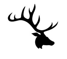 the silhouette of a deer's head is shown in black on a white background