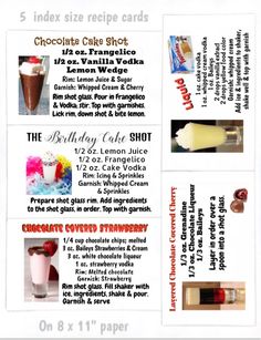 an advertisement for chocolate ice cream and milkshakes with information about the different flavors