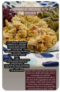 the recipe for cornbread dressing with chicken