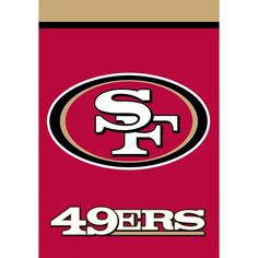 the san franciscos logo is shown on a red and beige towel with black trim