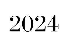 the number twenty four in black and white, with the word 2024 below it