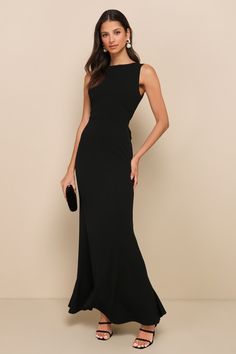 Exquisite Refinement Black Backless Bow Ruffled Maxi Dress Aline Evening Dresses, Holiday Party Formal Dress, Flat Chested Formal Dress, Mother Of The Groom Dresses Long Classy, Black Full Length Dress, Long Black Dress Wedding Guest, Wedding Dress Guest Black, Black Tie Winter Wedding Guest Dress, Black Maxi Length Backless Evening Dress